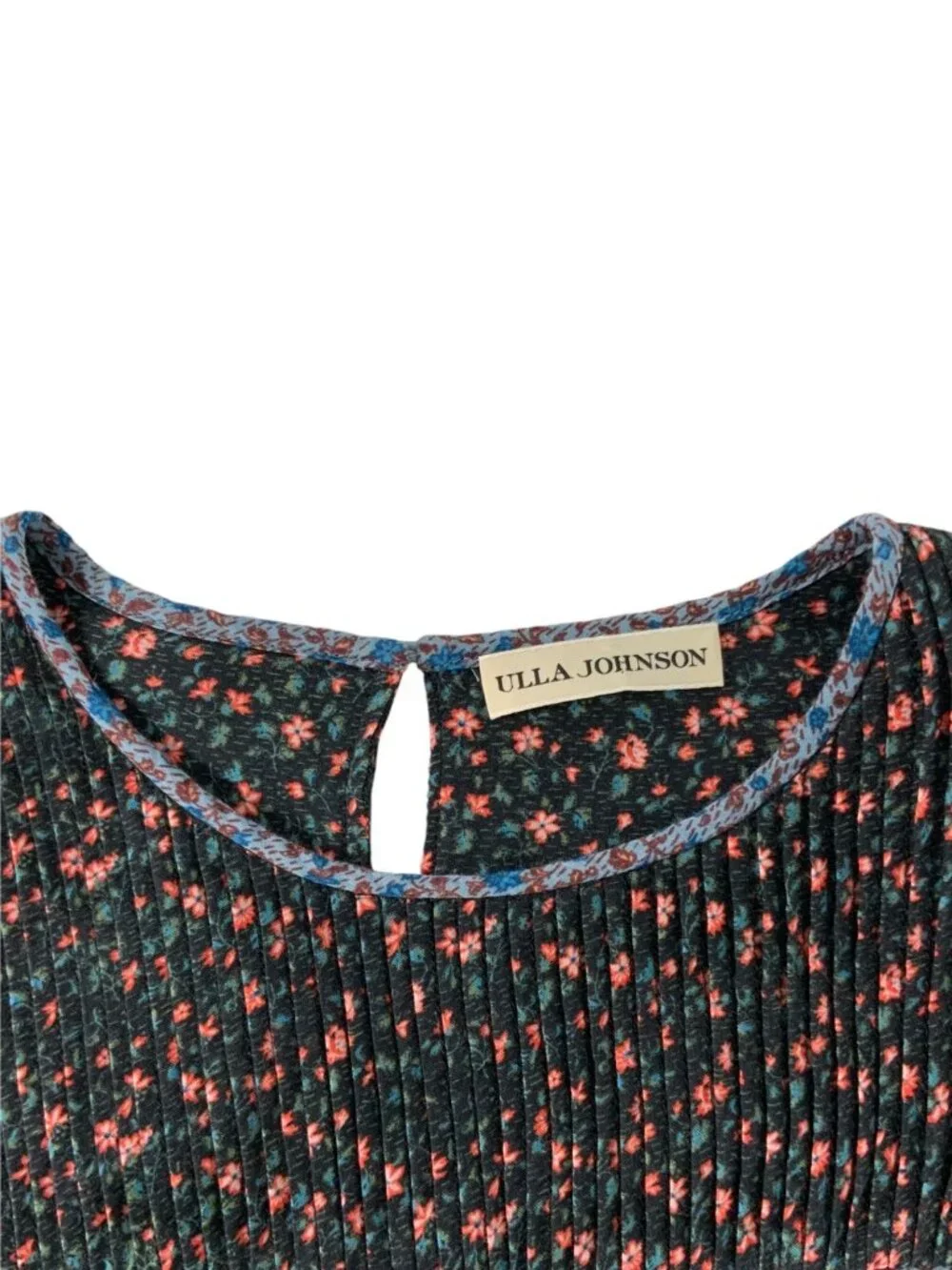 Ulla Johnson Stella Pintucked Top Blouse 6 Floral Puff Short Sleeve